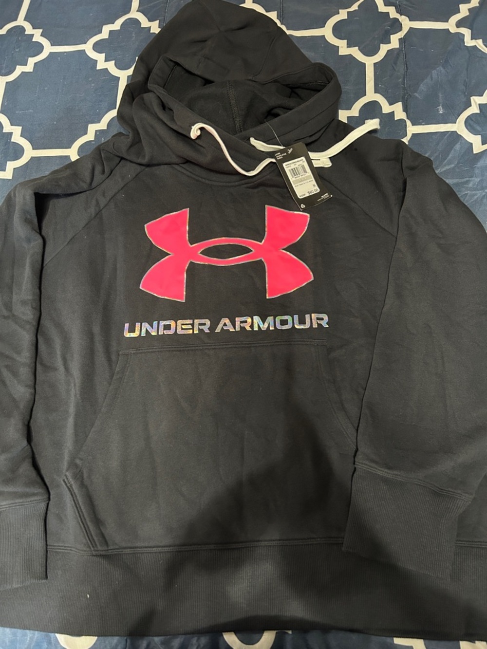 Under Armour Black Zip-Up Hoodie with Pink Logo